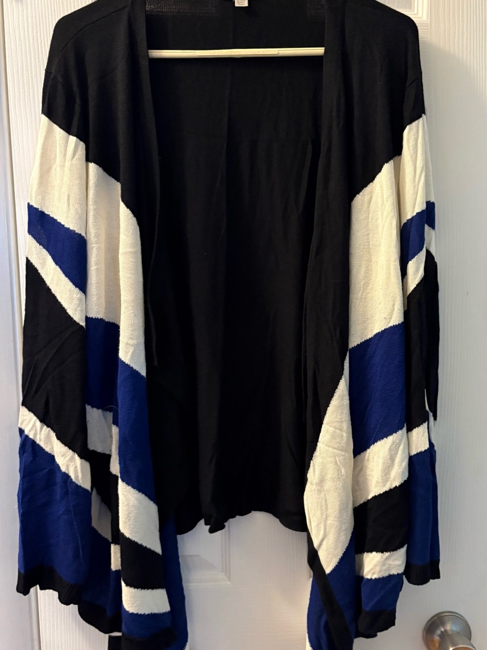 3 Open-Front Cardigans (Black/Blue/White Stripe, Red and American Flag Fringe)